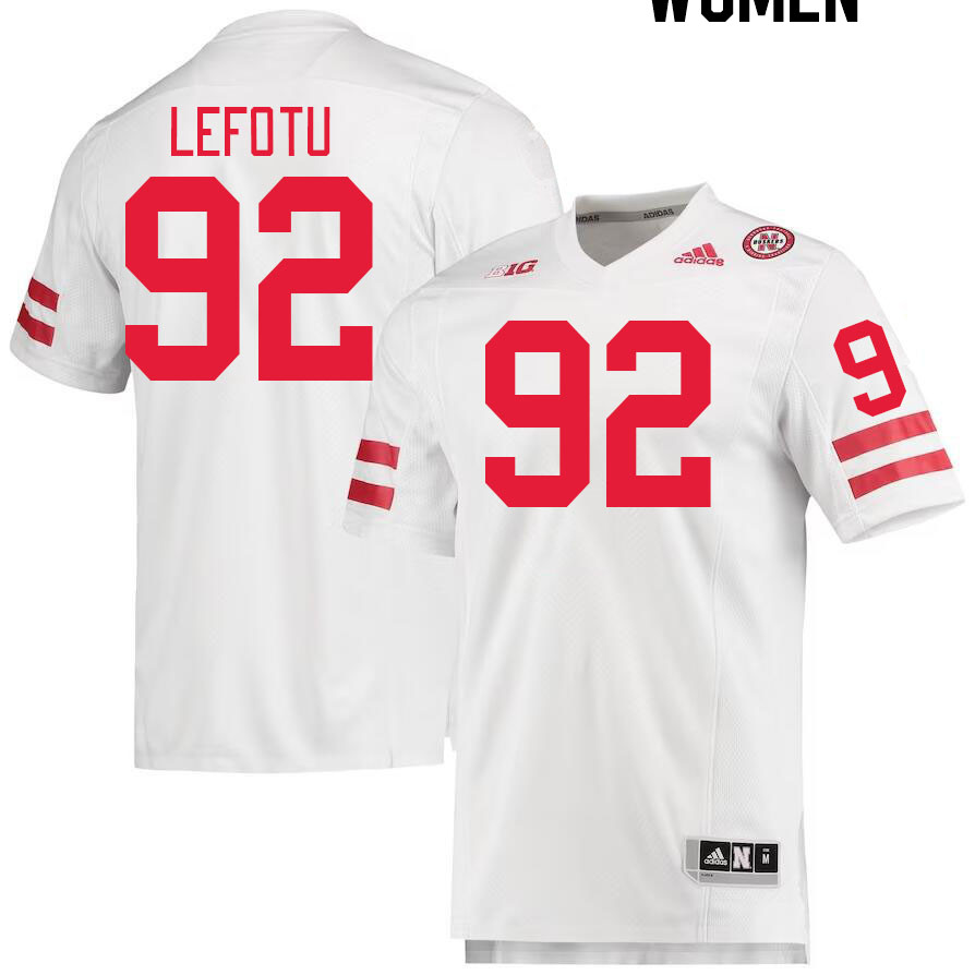 Women #92 Sua Lefotu Nebraska Cornhuskers College Football Jerseys Stitched Sale-White